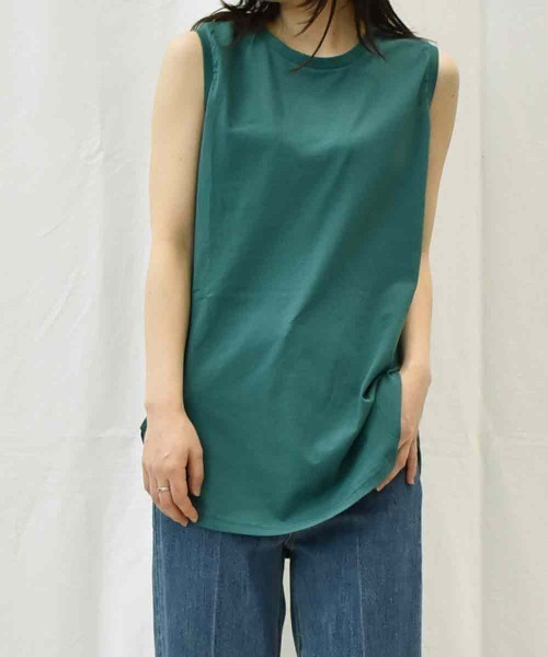 RANAN（ラナン）の「〈Beautiful Cotton　綿100％〉UVカット/接触冷感　ラウンドヘム無地タンクトップ　ロング丈（タンクトップ・レディース・ブラック/オフホワイト/モカ/ライトグレー/グリーン/ダークブラウン/オレンジ/チャコール/パープル/その他・M/L/LL）」の17枚目の写真