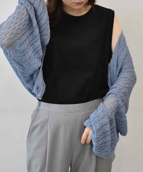 RANAN（ラナン）の「〈Beautiful Cotton　綿100％〉UVカット/接触冷感　ラウンドヘム無地タンクトップ　ロング丈（タンクトップ・レディース・ブラック/オフホワイト/モカ/ライトグレー/グリーン/ダークブラウン/オレンジ/チャコール/パープル/その他・M/L/LL）」の22枚目の写真