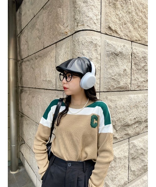 WC（ダブル シー）の「イニシャルワッペン配色ニット（ニット/セーター・レディース・グリーン/ホワイト/ベージュ・FREE）」の22枚目の写真