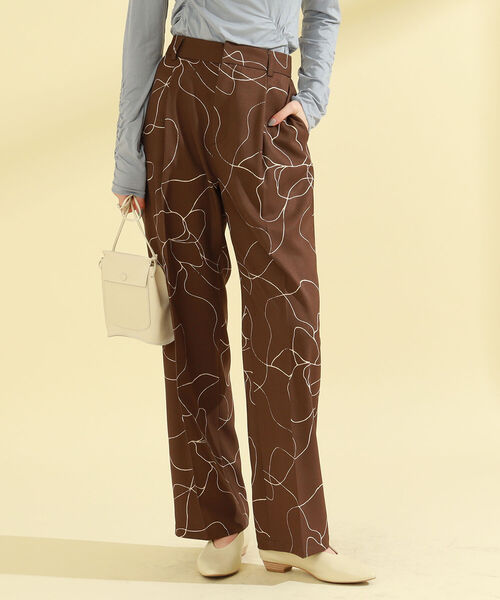 Ray BEAMS（レイビームス）の「Ray BEAMS / ライン プリント パンツ（その他パンツ・レディース・ダークブラウン/イエロー・0/1）」の3枚目の写真