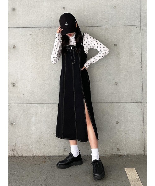 ENVYM(アンビー)の「スリットデニムOP(ワンピース・レディース・ブラック/ブルー・FREE)」の9枚目の写真