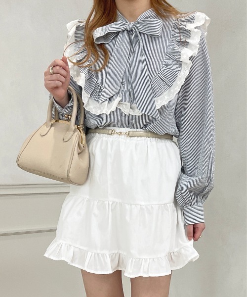 apres jour（アプレジュール）の「ティアードミニスカート【ZOZOTOWN限定アイテム】（スカート・レディース・オフホワイト/ブラック・フリー/X-LARGE）」の3枚目の写真