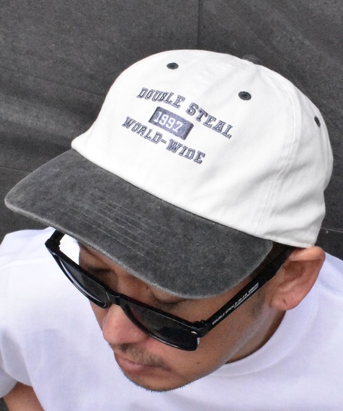 DOUBLE STEAL（ダブルスティール）の「Old School 6 Panel CAP（キャップ・メンズ・ブラック/カーキ/ホワイト×ブルー/ホワイト×ブラック/ブルー系・FREE）」の3枚目の写真