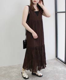 ワッシャーシフォンノースリワンピース