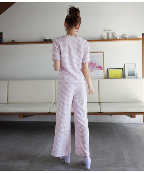 CHILLE（チル）の「ギンガムクルーネックプルオーバー（Tシャツ/カットソー・レディース・パープル/イエロー/グリーン・FREE）」の7枚目の写真