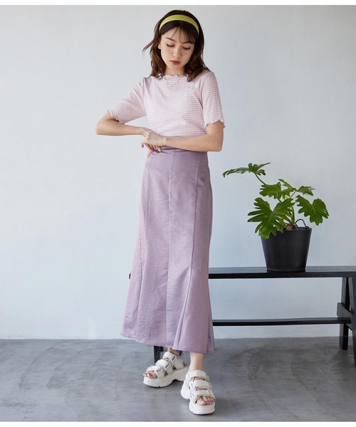 CHILLE（チル）の「ギンガムクルーネックプルオーバー（Tシャツ/カットソー・レディース・パープル/イエロー/グリーン・FREE）」の9枚目の写真