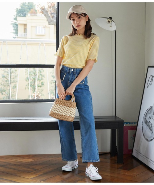 CHILLE（チル）の「ギンガムクルーネックプルオーバー（Tシャツ/カットソー・レディース・パープル/イエロー/グリーン・FREE）」の13枚目の写真