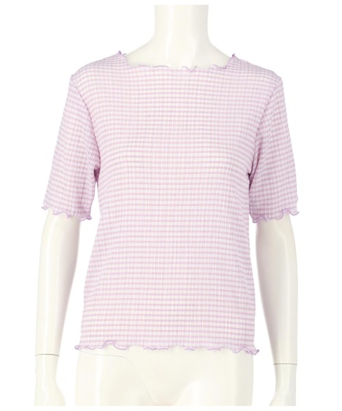 CHILLE（チル）の「ギンガムクルーネックプルオーバー（Tシャツ/カットソー・レディース・パープル/イエロー/グリーン・FREE）」の15枚目の写真