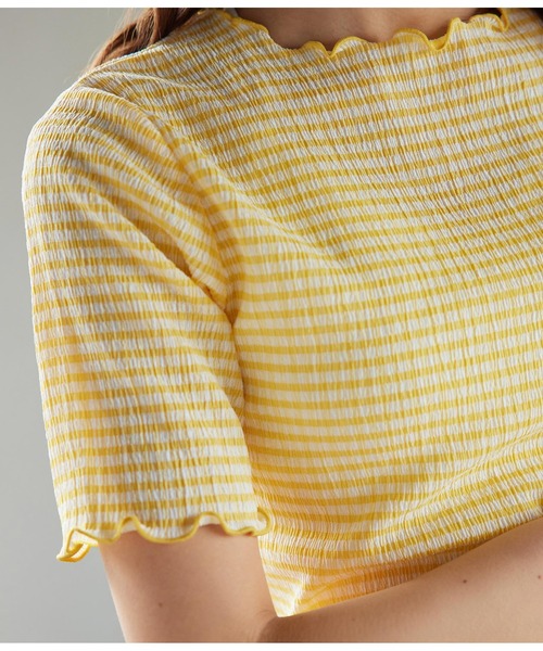 CHILLE（チル）の「ギンガムクルーネックプルオーバー（Tシャツ/カットソー・レディース・パープル/イエロー/グリーン・FREE）」の14枚目の写真