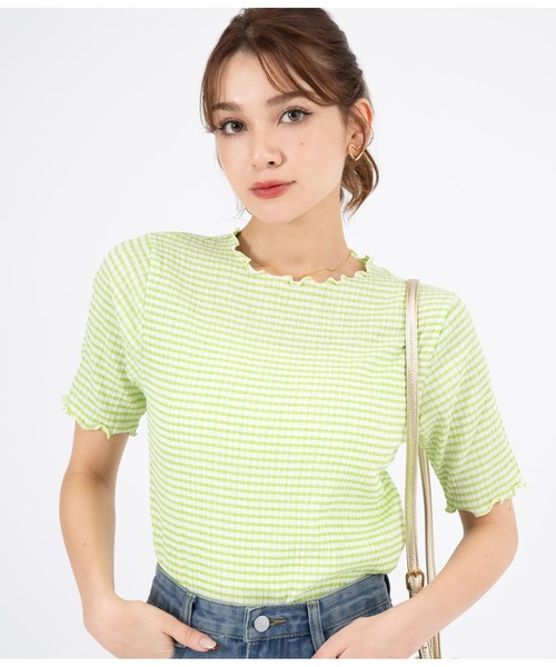 CHILLE（チル）の「ギンガムクルーネックプルオーバー（Tシャツ/カットソー・レディース・パープル/イエロー/グリーン・FREE）」の21枚目の写真