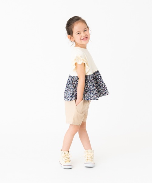 RUGGEDWORKS（ラゲッドワークス）の「袖フリル花柄使い半袖TEE（Tシャツ/カットソー・キッズ・ピンク/キナリ・90/100/120/110/130/140）」の12枚目の写真