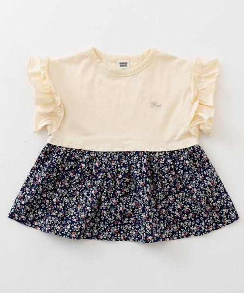 RUGGEDWORKS（ラゲッドワークス）の「袖フリル花柄使い半袖TEE（Tシャツ/カットソー・キッズ・ピンク/キナリ・90/100/120/110/130/140）」の19枚目の写真