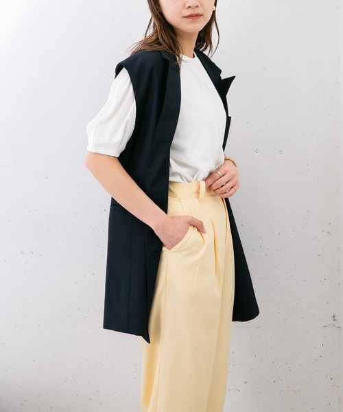 KBF（ケイビーエフ）の「『UR TECH ひやサラクール』 タックスリーブカットソー（Tシャツ/カットソー・レディース・ブラック/オフホワイト/グリーン/キャメル・ONE）」の5枚目の写真