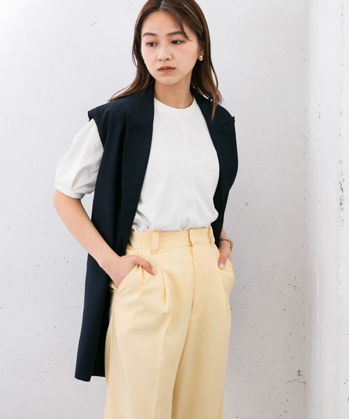 KBF（ケイビーエフ）の「『UR TECH ひやサラクール』 タックスリーブカットソー（Tシャツ/カットソー・レディース・ブラック/オフホワイト/グリーン/キャメル・ONE）」の6枚目の写真