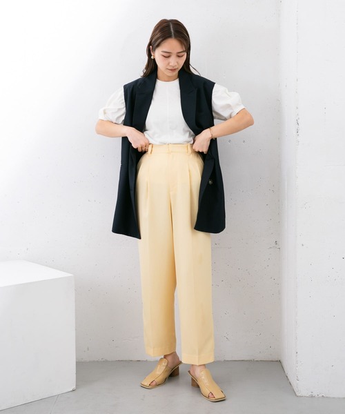 KBF（ケイビーエフ）の「『UR TECH ひやサラクール』 タックスリーブカットソー（Tシャツ/カットソー・レディース・ブラック/オフホワイト/グリーン/キャメル・ONE）」の11枚目の写真