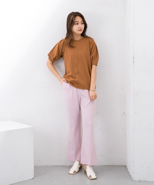 KBF（ケイビーエフ）の「『UR TECH ひやサラクール』 タックスリーブカットソー（Tシャツ/カットソー・レディース・ブラック/オフホワイト/グリーン/キャメル・ONE）」の16枚目の写真