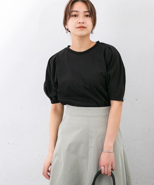 KBF（ケイビーエフ）の「『UR TECH ひやサラクール』 タックスリーブカットソー（Tシャツ/カットソー・レディース・ブラック/オフホワイト/グリーン/キャメル・ONE）」の20枚目の写真