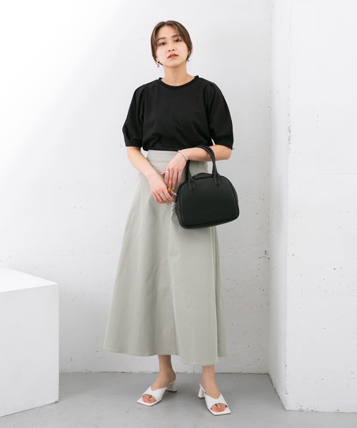 KBF（ケイビーエフ）の「『UR TECH ひやサラクール』 タックスリーブカットソー（Tシャツ/カットソー・レディース・ブラック/オフホワイト/グリーン/キャメル・ONE）」の21枚目の写真