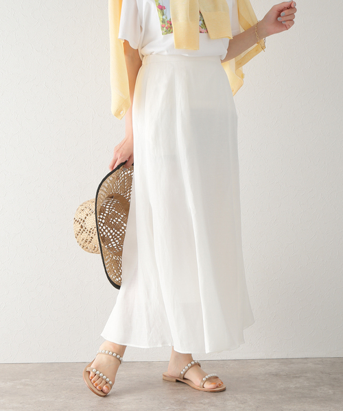 レーヨン麻パネルフレアスカート