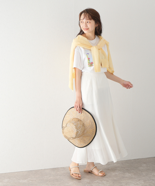 レーヨン麻パネルフレアスカート