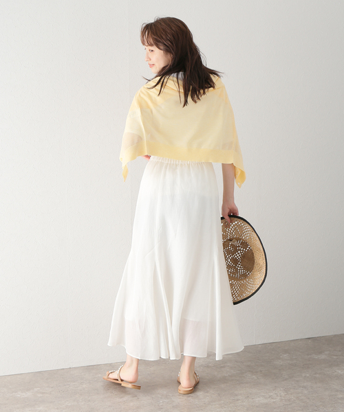 レーヨン麻パネルフレアスカート