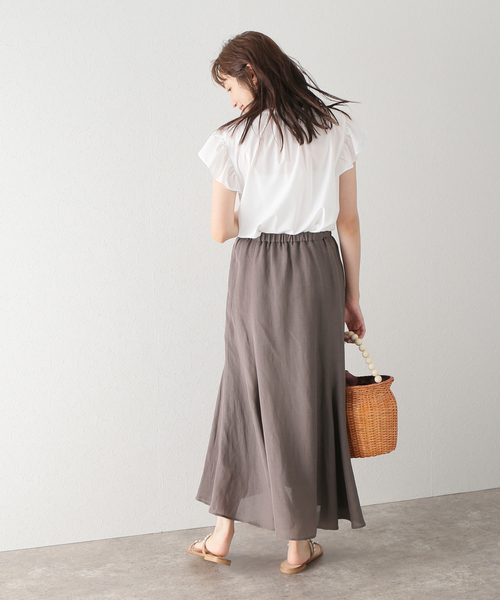 レーヨン麻パネルフレアスカート