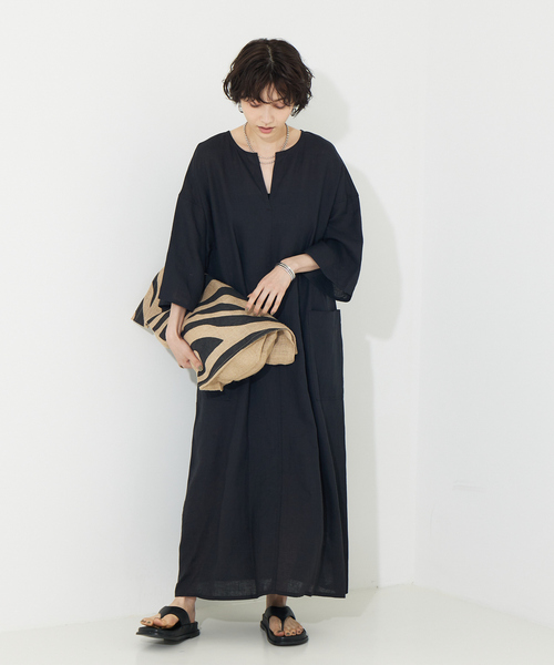 ✥限定SALE　TICCA キーネックワンピース　リネン　ピンク TICCA - リネン 2way キャミワンピース / ピンク | HALLOW's web