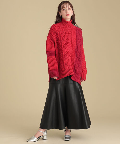 Ray BEAMS（レイビームス）の「BOUSSOLE × Ray BEAMS / 別注 アラン タートル ニット（ニット/セーター・レディース・レッド/ベージュ・ONE SIZE）」の19枚目の写真