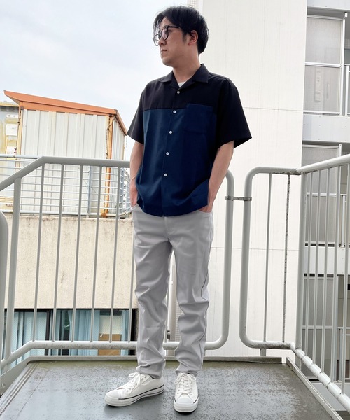 ikka(イッカ)の「バイカラーオープンカラーシャツ(シャツ/ブラウス・メンズ・ブルー/グリーン/ベージュ/チャコールグレー・L/XL/M/S)」の8枚目の写真