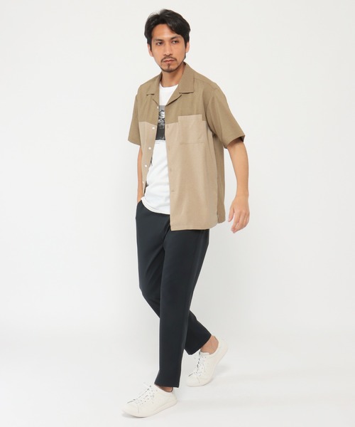 ikka(イッカ)の「バイカラーオープンカラーシャツ(シャツ/ブラウス・メンズ・ブルー/グリーン/ベージュ/チャコールグレー・L/XL/M/S)」の14枚目の写真
