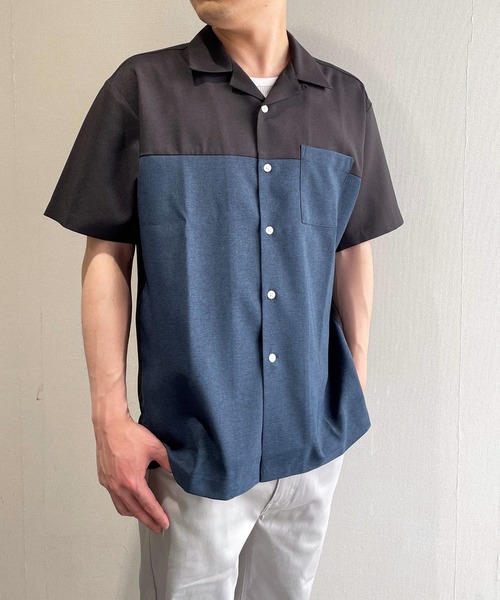 ikka(イッカ)の「バイカラーオープンカラーシャツ(シャツ/ブラウス・メンズ・ブルー/グリーン/ベージュ/チャコールグレー・L/XL/M/S)」の11枚目の写真