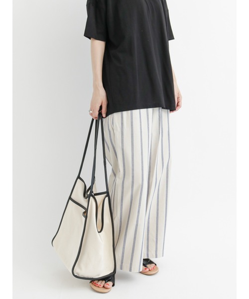 Lugnoncure(ルノンキュール)の「綿麻ストライプイージーパンツ(その他パンツ・レディース・ネイビー/オレンジ/ブルー・フリ-)」の3枚目の写真