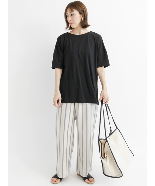 Lugnoncure(ルノンキュール)の「綿麻ストライプイージーパンツ(その他パンツ・レディース・ネイビー/オレンジ/ブルー・フリ-)」の6枚目の写真