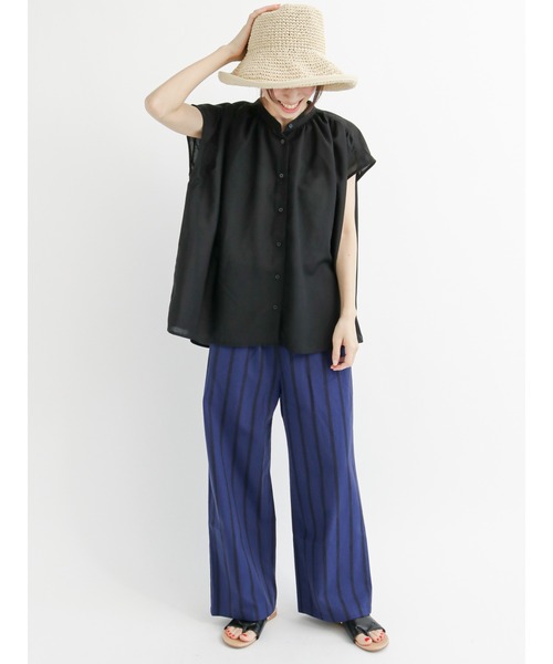 Lugnoncure(ルノンキュール)の「綿麻ストライプイージーパンツ(その他パンツ・レディース・ネイビー/オレンジ/ブルー・フリ-)」の8枚目の写真