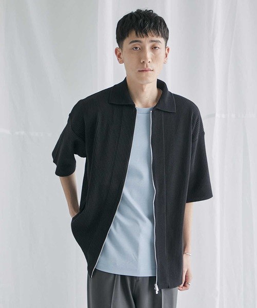 プリーツニットジップシャツ（ニット/セーター）｜PUBLIC TOKYO