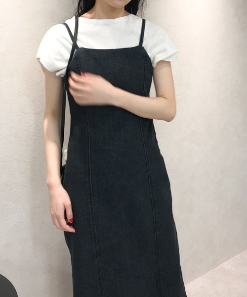ABITOKYO（アビトーキョー）の「デニム,ツイルマーメイドワンピース（ワンピース・レディース・アイボリー/ブラック・FREE）」の5枚目の写真