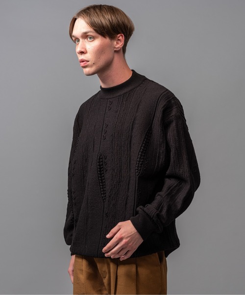 MR.OLIVE（ミスターオリーブ）の「ランダムジャガードニット / リラックス ボトルネック セーター（ニット/セーター・メンズ・オフホワイト/イエロー/ブラック・LARGE/MEDIUM/SMALL）」の10枚目の写真