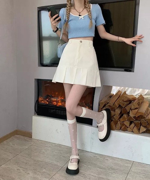 Auntie Rosa（アンティローザ）の「ストレートプリーツミニスカート（スカート・レディース・ホワイト/ブラック・FREE）」の3枚目の写真