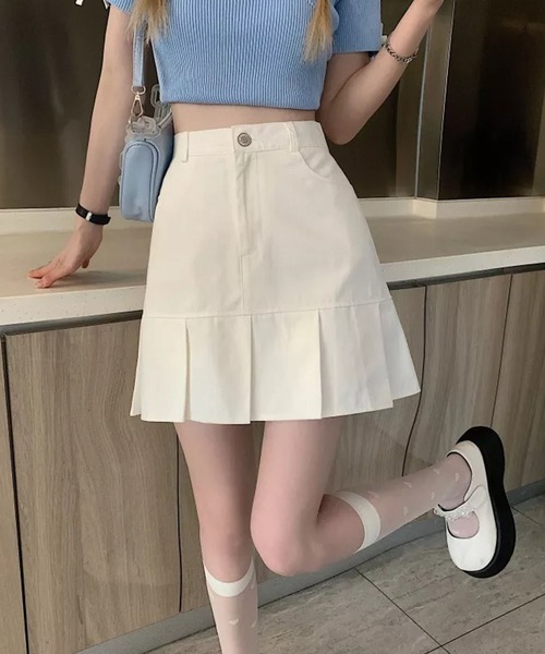 Auntie Rosa（アンティローザ）の「ストレートプリーツミニスカート（スカート・レディース・ホワイト/ブラック・FREE）」の13枚目の写真