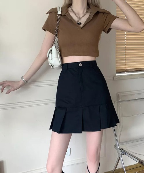 Auntie Rosa（アンティローザ）の「ストレートプリーツミニスカート（スカート・レディース・ホワイト/ブラック・FREE）」の5枚目の写真