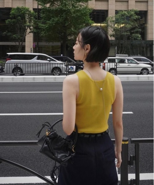 CEL ANSWER（シーイーエルアンサー）の「アメスリニットタンクトップ（タンクトップ・レディース・ブラック/ダークグリーン/マスタード・FREE）」の13枚目の写真