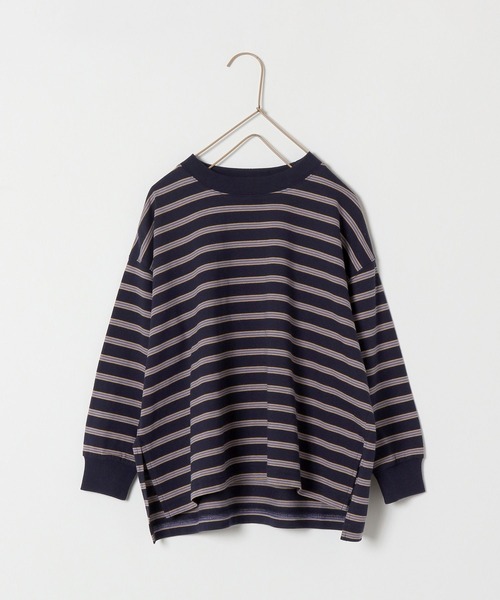 LOWRYS FARM(ローリーズファーム)の「マルチボーダーロンT 126288(Tシャツ/カットソー・キッズ・アイボリー/ブラック/ネイビー・110cm/120cm/130cm/140cm/150cm)」の3枚目の写真