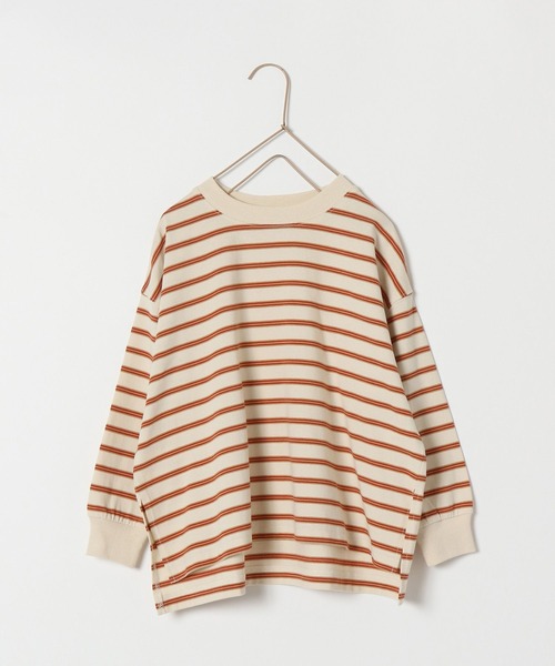 LOWRYS FARM(ローリーズファーム)の「マルチボーダーロンT 126288(Tシャツ/カットソー・キッズ・アイボリー/ブラック/ネイビー・110cm/120cm/130cm/140cm/150cm)」の1枚目の写真