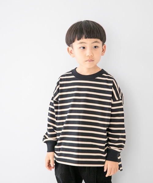 LOWRYS FARM(ローリーズファーム)の「マルチボーダーロンT 126288(Tシャツ/カットソー・キッズ・アイボリー/ブラック/ネイビー・110cm/120cm/130cm/140cm/150cm)」の6枚目の写真