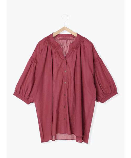 Samansa Mos2（サマンサ モスモス）の「シャーリングギャザースキッパー七分袖ブラウス（シャツ/ブラウス・レディース・ブルー/パープル/ネイビー・ﾌﾘ-）」の3枚目の写真