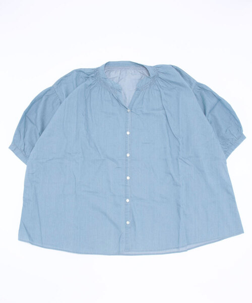 Samansa Mos2（サマンサ モスモス）の「シャーリングギャザースキッパー七分袖ブラウス（シャツ/ブラウス・レディース・ブルー/パープル/ネイビー・ﾌﾘ-）」の5枚目の写真