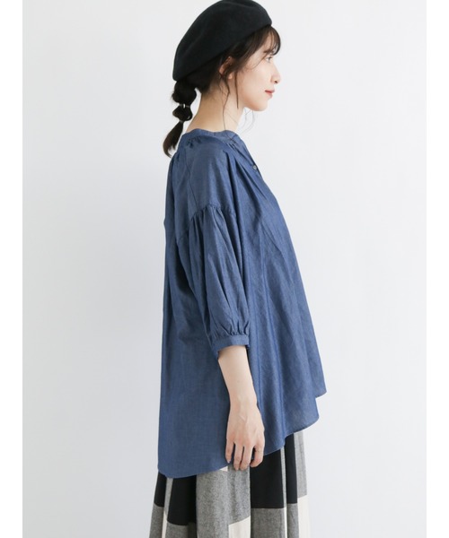 Samansa Mos2（サマンサ モスモス）の「シャーリングギャザースキッパー七分袖ブラウス（シャツ/ブラウス・レディース・ブルー/パープル/ネイビー・ﾌﾘ-）」の17枚目の写真