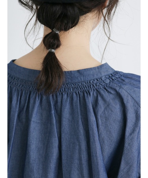 Samansa Mos2（サマンサ モスモス）の「シャーリングギャザースキッパー七分袖ブラウス（シャツ/ブラウス・レディース・ブルー/パープル/ネイビー・ﾌﾘ-）」の19枚目の写真