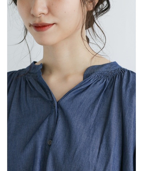 Samansa Mos2（サマンサ モスモス）の「シャーリングギャザースキッパー七分袖ブラウス（シャツ/ブラウス・レディース・ブルー/パープル/ネイビー・ﾌﾘ-）」の20枚目の写真