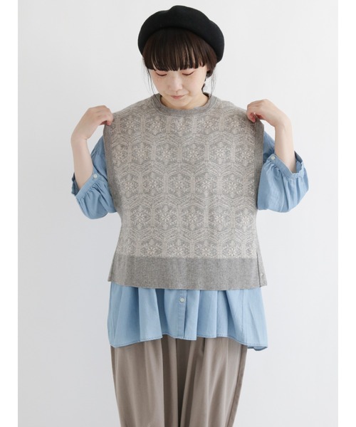 Samansa Mos2（サマンサ モスモス）の「シャーリングギャザースキッパー七分袖ブラウス（シャツ/ブラウス・レディース・ブルー/パープル/ネイビー・ﾌﾘ-）」の9枚目の写真